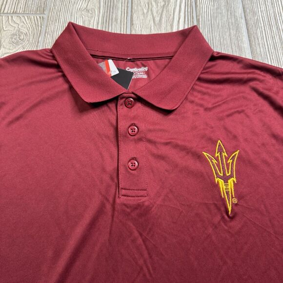 Arizona State Sun Devils Logo Performance Polo Men’s XL Maroon Captivating New - Picture 2 of 9